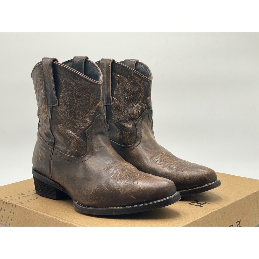 Roper Dusty Burnished Women's 7 Brown Snip Toe Embroidered Western Boots ebay567
